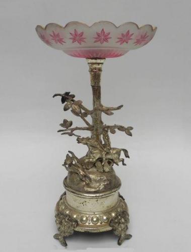 Pedestal Bowl - metal, glass - 1850