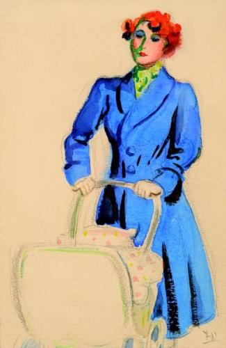 A woman with a baby-carriage