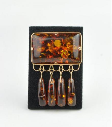 Brooch - gold, amber - 1960
