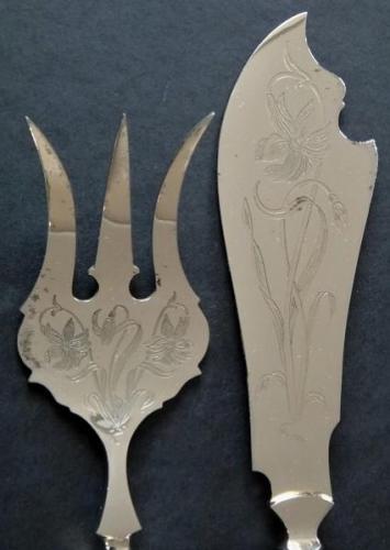 Art Nouveau serving cutlery - fork and knife