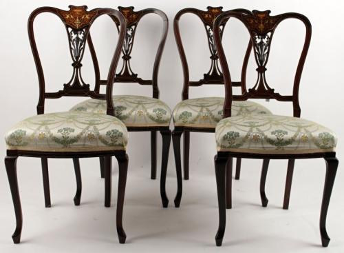 Four Chairs - walnut veneer, solid walnut wood - 1870