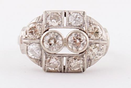 White Gold Ring - brilliant cut diamond - 1930
