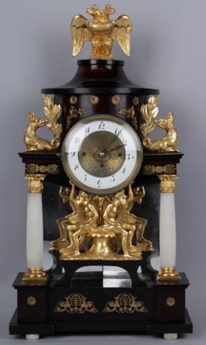 Mantel Clock - wood, enamel - 1820