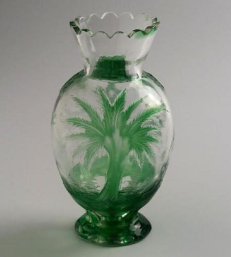 Glass Vase - clear glass, green glass - 1925