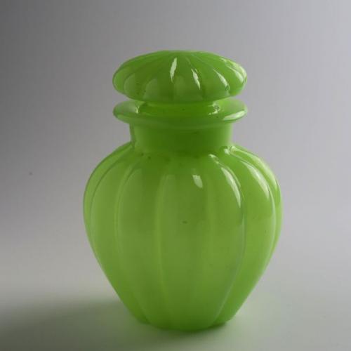 Flacon - milk glass, green glass - 1850