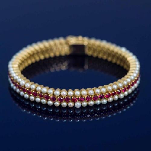 Gold Bracelet - gold, ruby - 1950