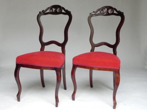 Pair of Chairs - solid wood, walnut veneer - 1870