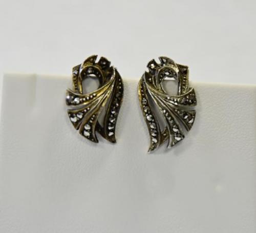 Silver Earrings - silver, Markazit - 1890