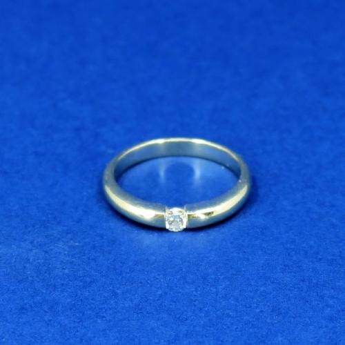 White Gold Ring - white gold, brilliant cut diamond - 1980