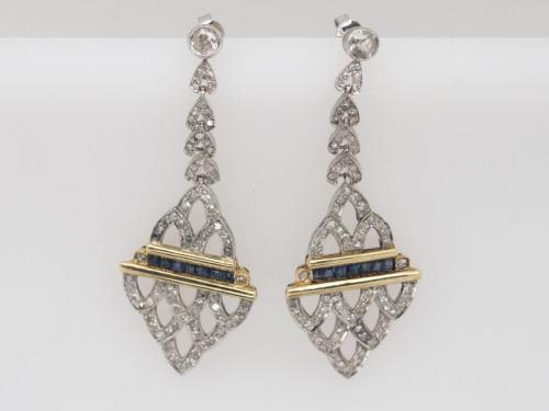 Au 585/750/000 / Pt / sapphires 0.40 ct. brilliant cut diamonds