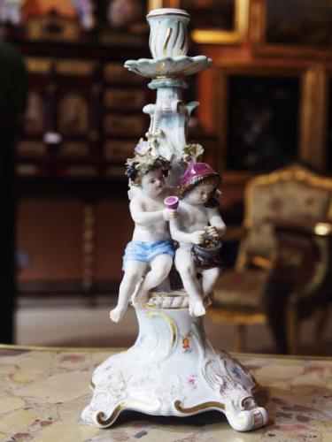 Porcelain Candlestick - white porcelain - Meissen - 1890
