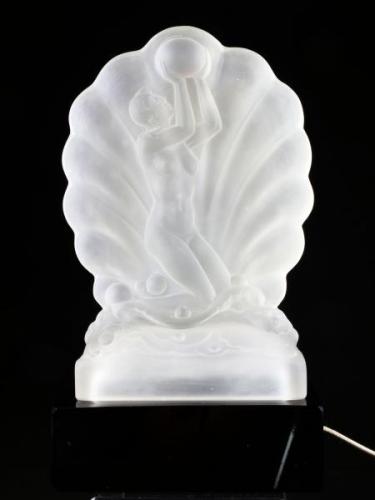 Figural Lamp - cast glass, sandblasted glass - Josef Riedl - Polubný - 1930