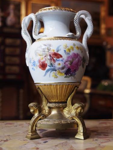 Porcelain Vase - bronze, white porcelain - Meissen - 1880