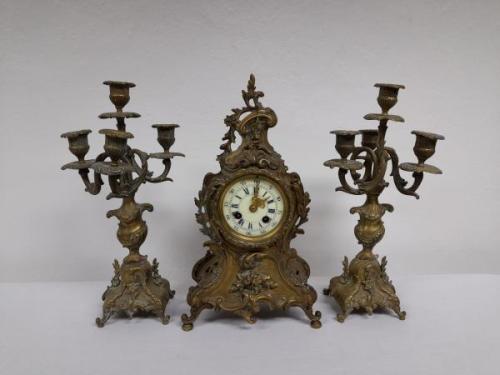 Clock with Pair of Matching Candelabra - 1880