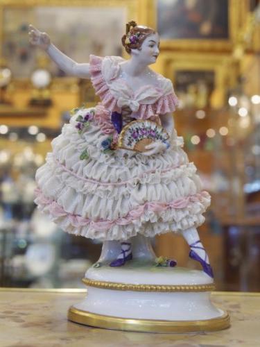 Porcelain Dancer Figurine - white porcelain - 1900