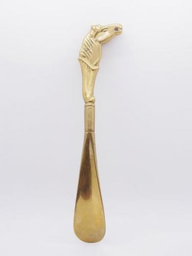 Shoehorn with horse head, brass