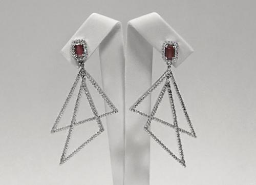 Silver Earrings - silver, zircon - 2000