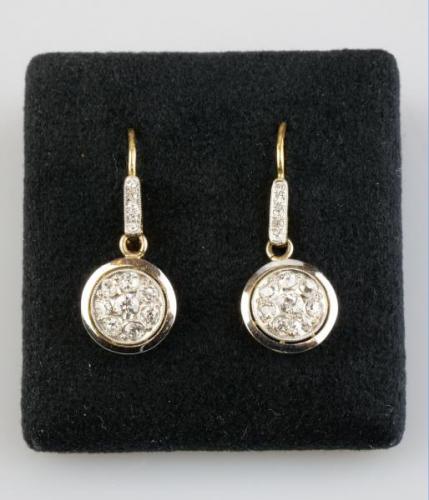 Gold Earrings with Diamonds - platinum, gold - 1980