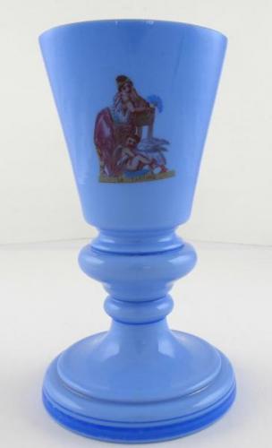 Cup, vase made of blue opaque glass 