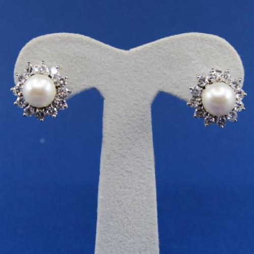 White Gold Earrings - white gold, brilliant cut diamond - 1980