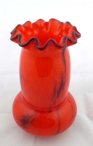 Vase of red and dark streaked glass