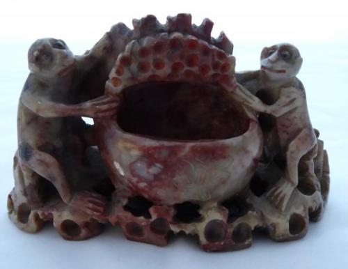 Figural inkwell, with monkeys