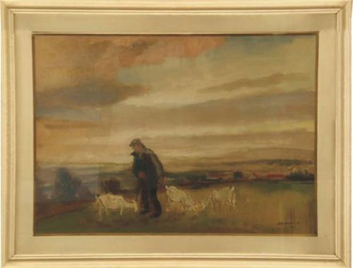 Josef Hodek - Herdsboy with sheep