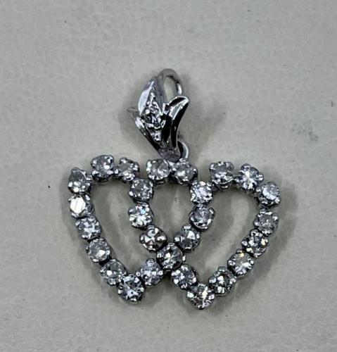 Heart Pendant - white gold, brilliant cut diamond - 1980