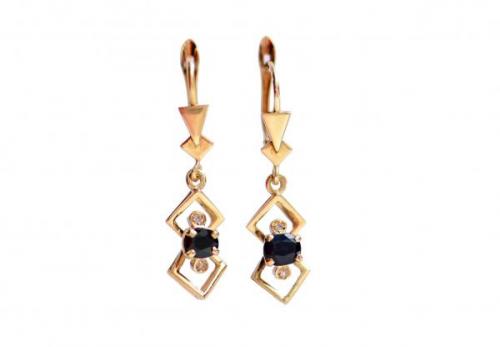 Gold Earrings with Brilliants - gold, diamond - 1930
