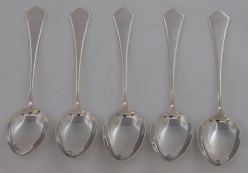 Five silver spoons - Art deco