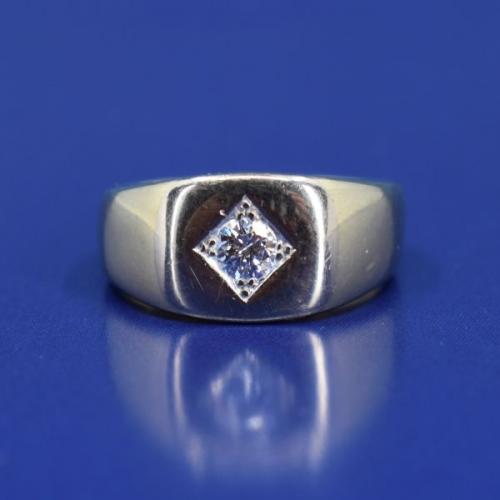 Men's Gold Ring - gold, brilliant cut diamond - 2000