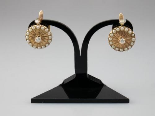Gold Earrings - gold, diamond - 1945