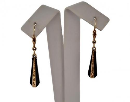 Gold Earrings - onyx, gold - 1920