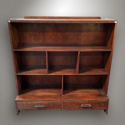 Bookcase, solid oak, veneered, 1925