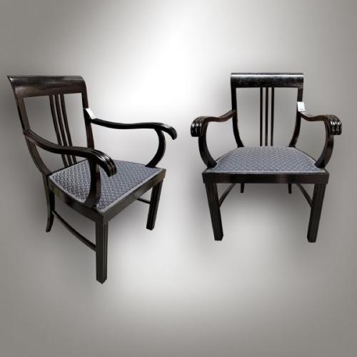 Pair of armchairs, stained beech, new upholstery, 1920