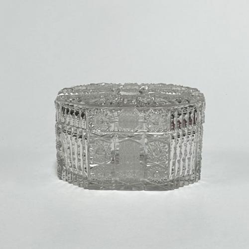 Cut crystal glass jewelry box, Bohemia 1960