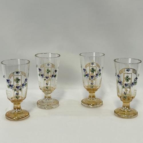 Set of 4 glasses, clear glass, height 155 mm, 1935