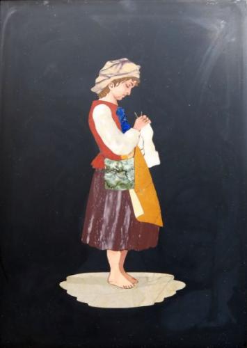 Standing girl - pietra dura mosaic, 1890