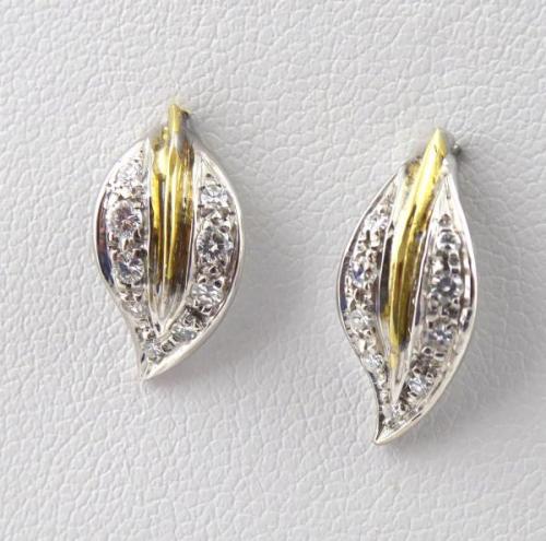 Gold Earrings with Diamonds - gold - 1960