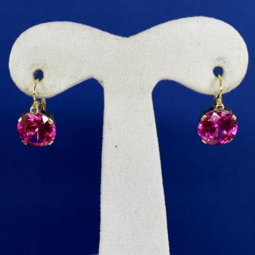Gold earrings with synthetic rubies, Au 585/1000/ 3.60 g, Bohemia 1930
