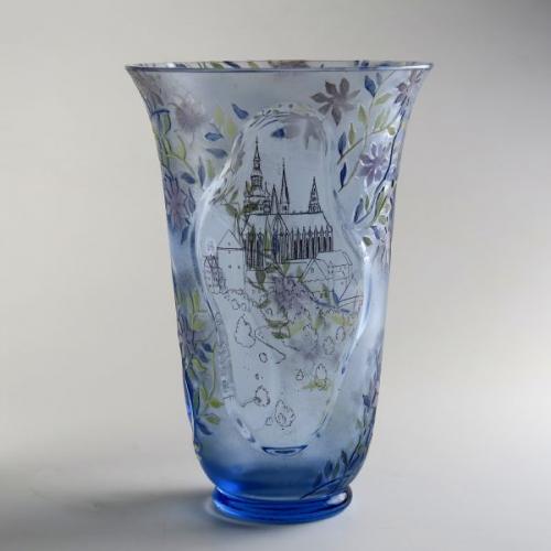 aquamarine glass, Bohemia 1940