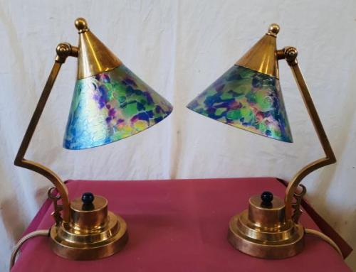 Table Lamp - brass, iridescent glass - 1910
