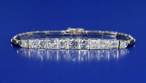 Au 585/1000/7.65 g, brilliant cut diamonds 2.60 ct, Art Deco 1930