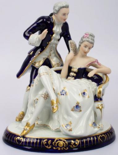 Royal Dux - Cavalier with a lady, Bohemia, Duchcov, 2000