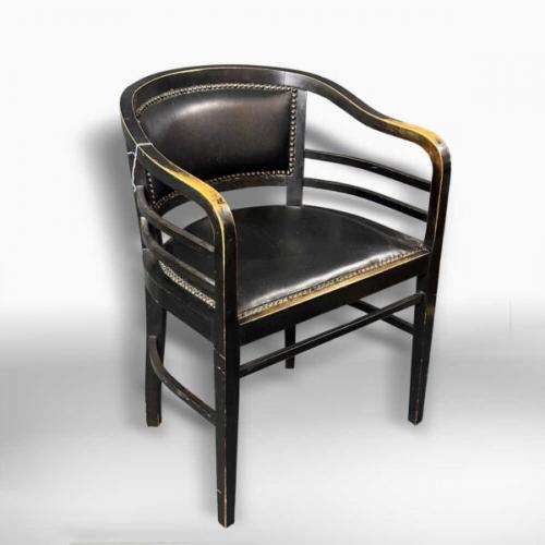 Viennese Art Nouveau, stained solid beech, leather, 1910