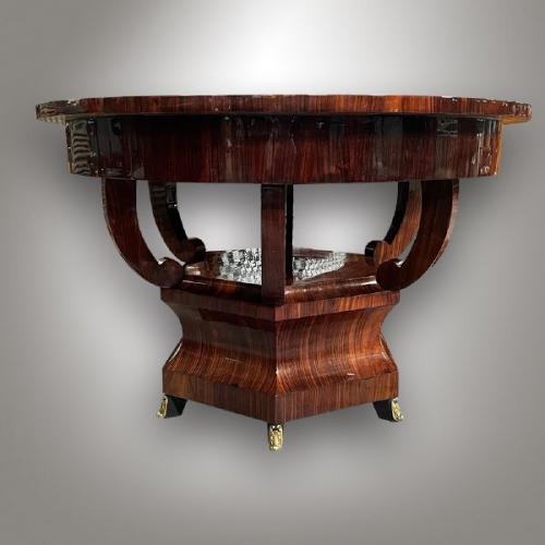 Round extendable dining table, Art Deco, 1930